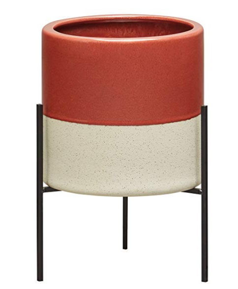 Mid-Century Ceramic Planter with Stand, 14”H