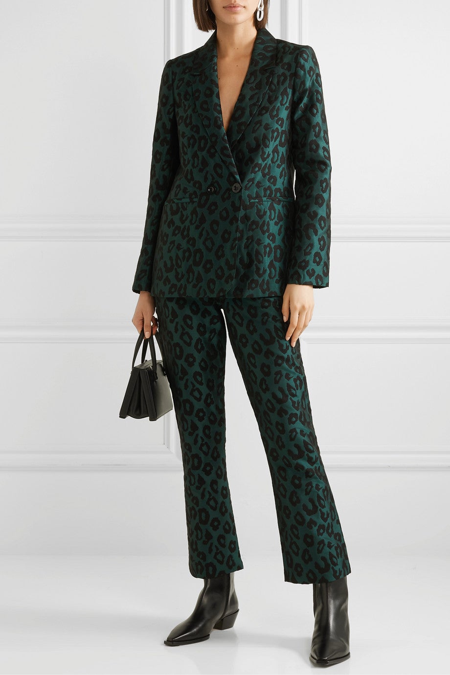 Anine Bing + Madeleine Double-Breasted Leopard-Jacquard Blazer