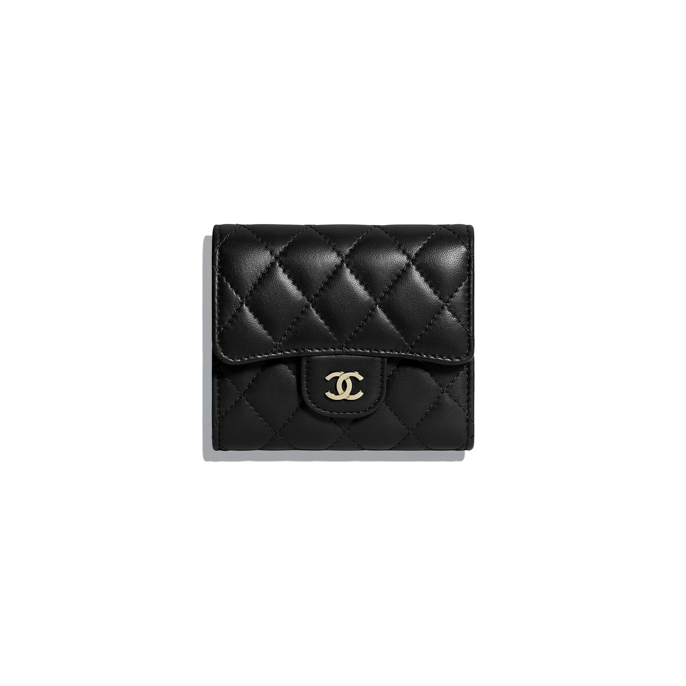 Chanel + Classic Small Flap Wallet Lambskin & Gold-Tone Metal Black