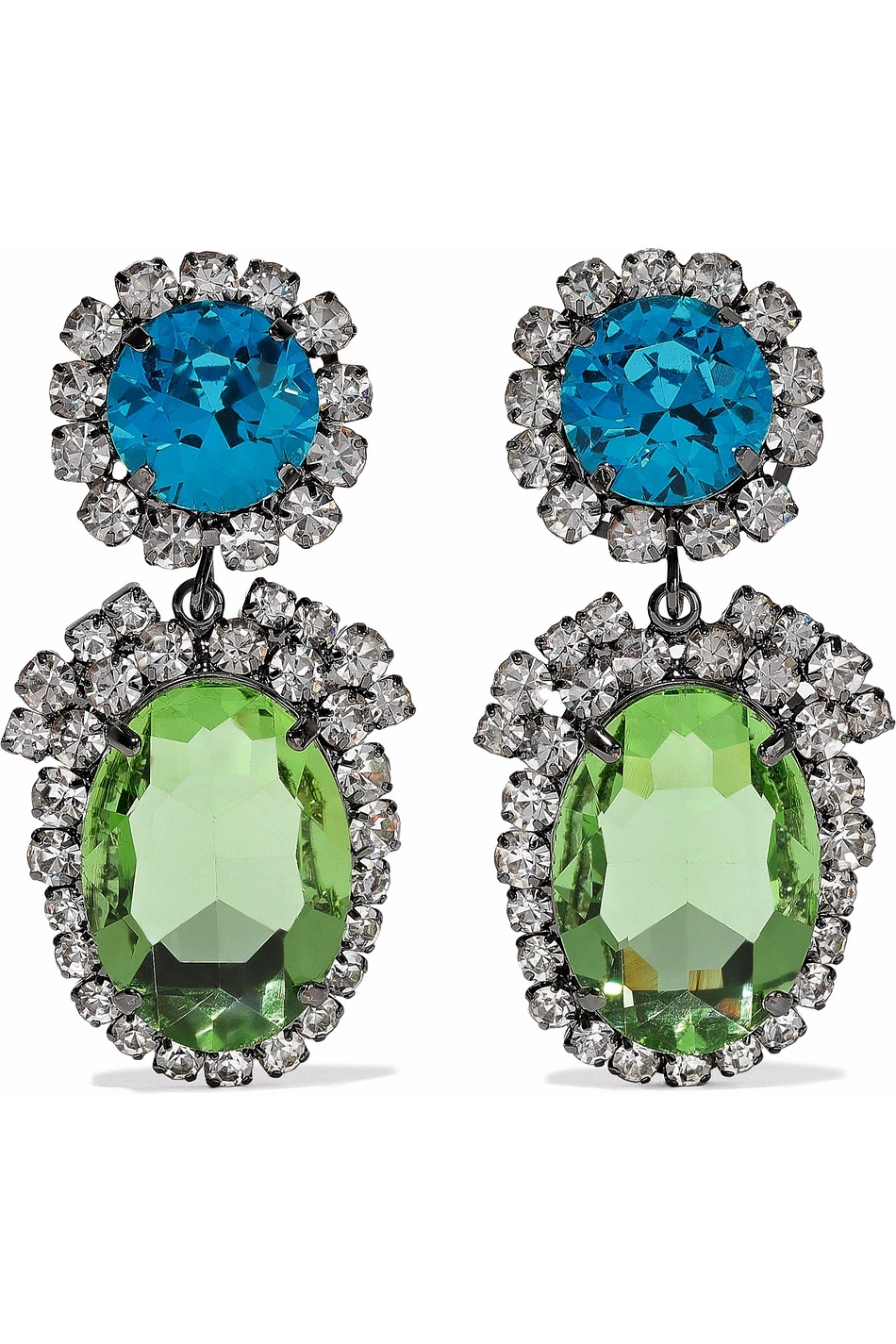 Jay Lane + Gunmetal Tone Crystal Clip Earrings