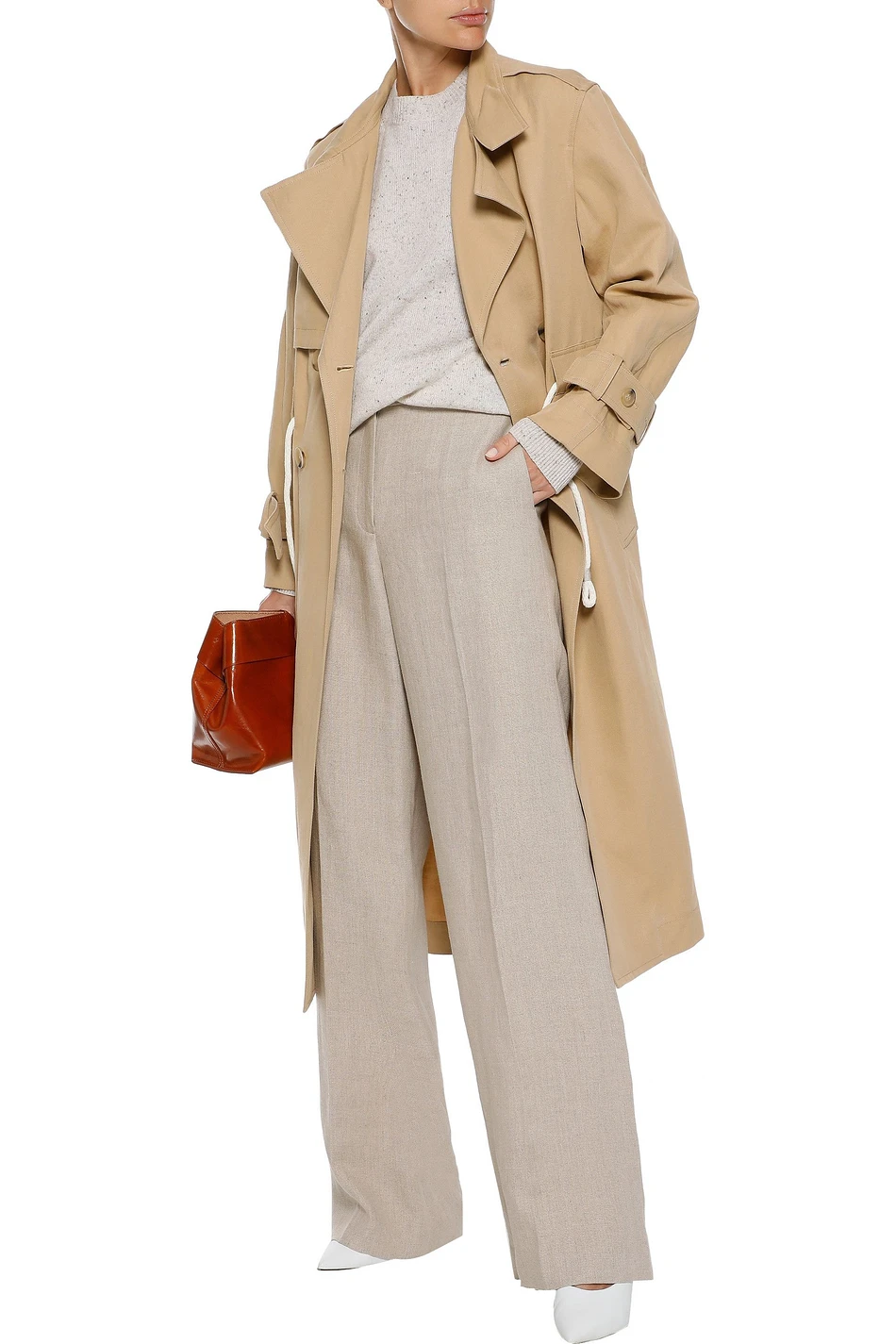 Vince + Cotton And Linen Blend Gabardine Trench Coat