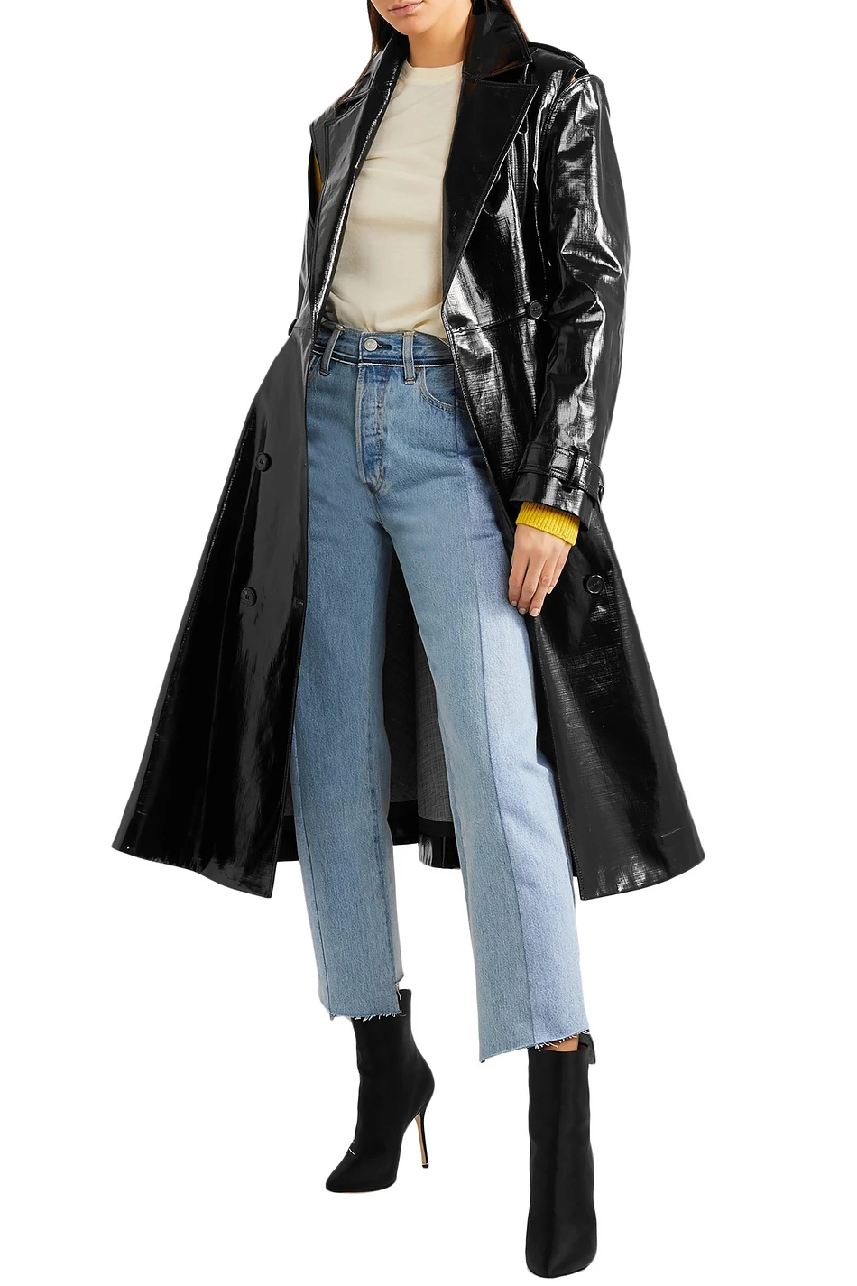 calvin klein leather trench coat