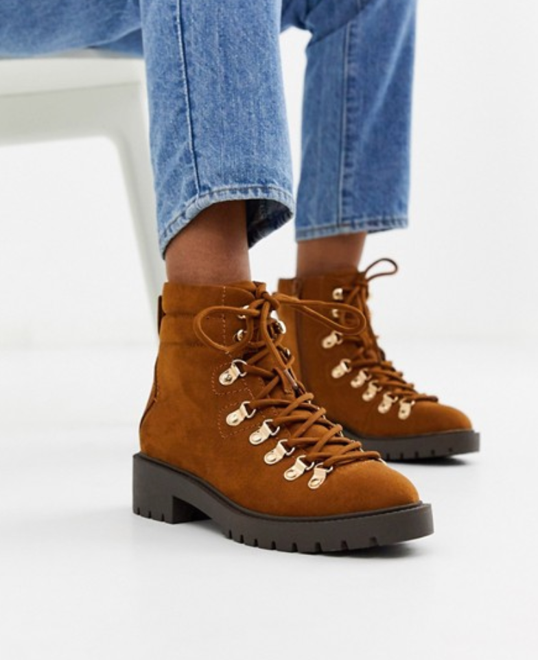New look lace 2025 up flat hiker boot
