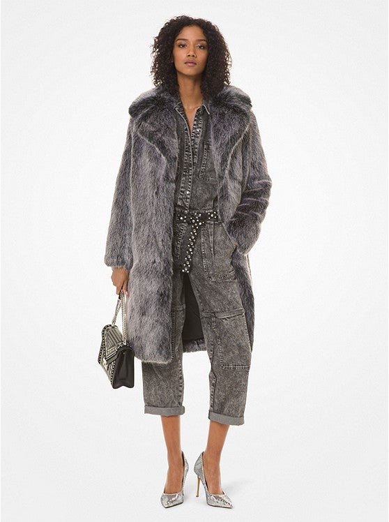 Michael Kors Dow Long Black Winter Faux Fur Coat eBay #29 Michael Kors Dow Long Black Winter Faux Fur Coat eBay