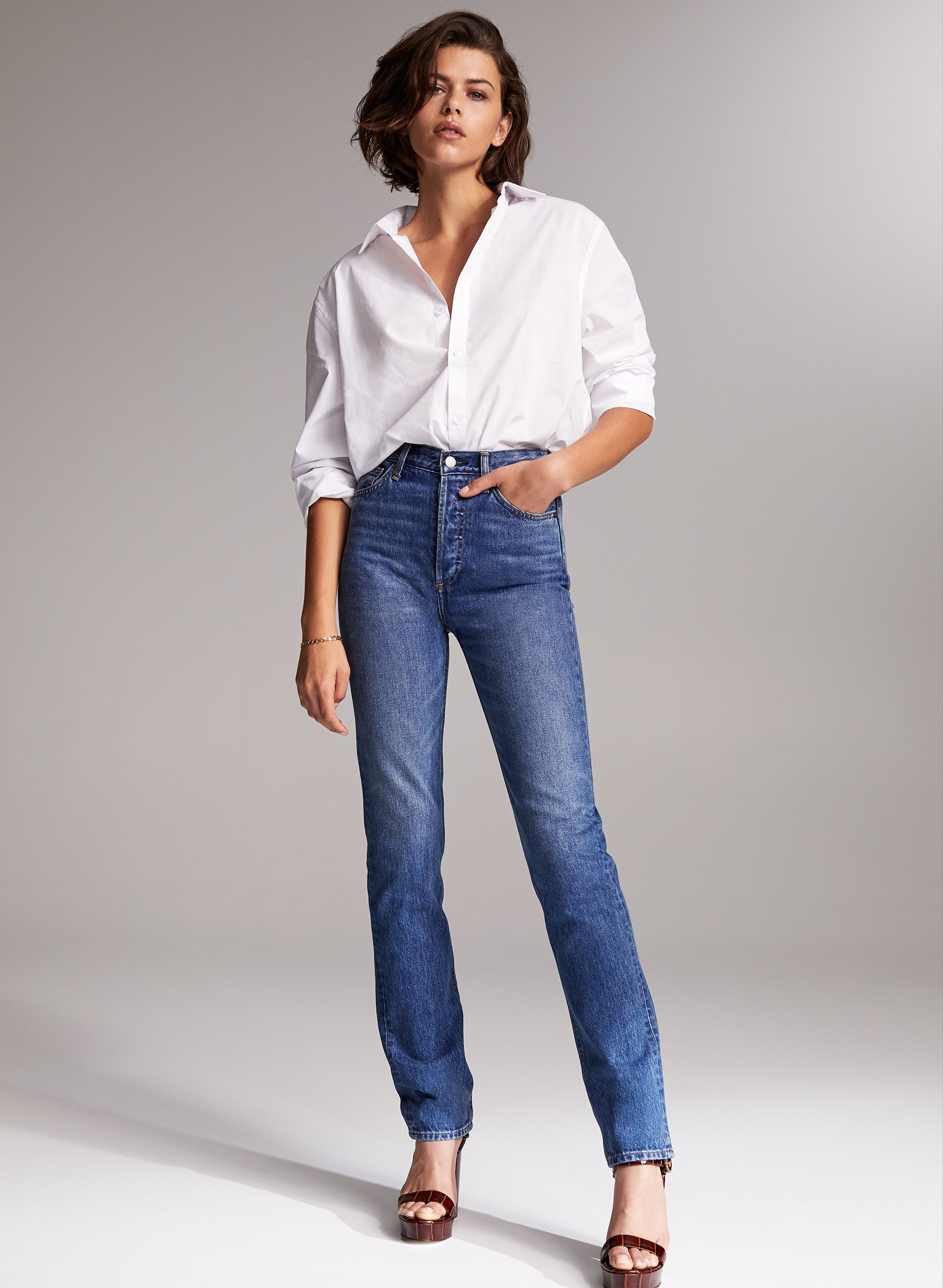 Denim Forum + High-Waisted Straight Leg Jean