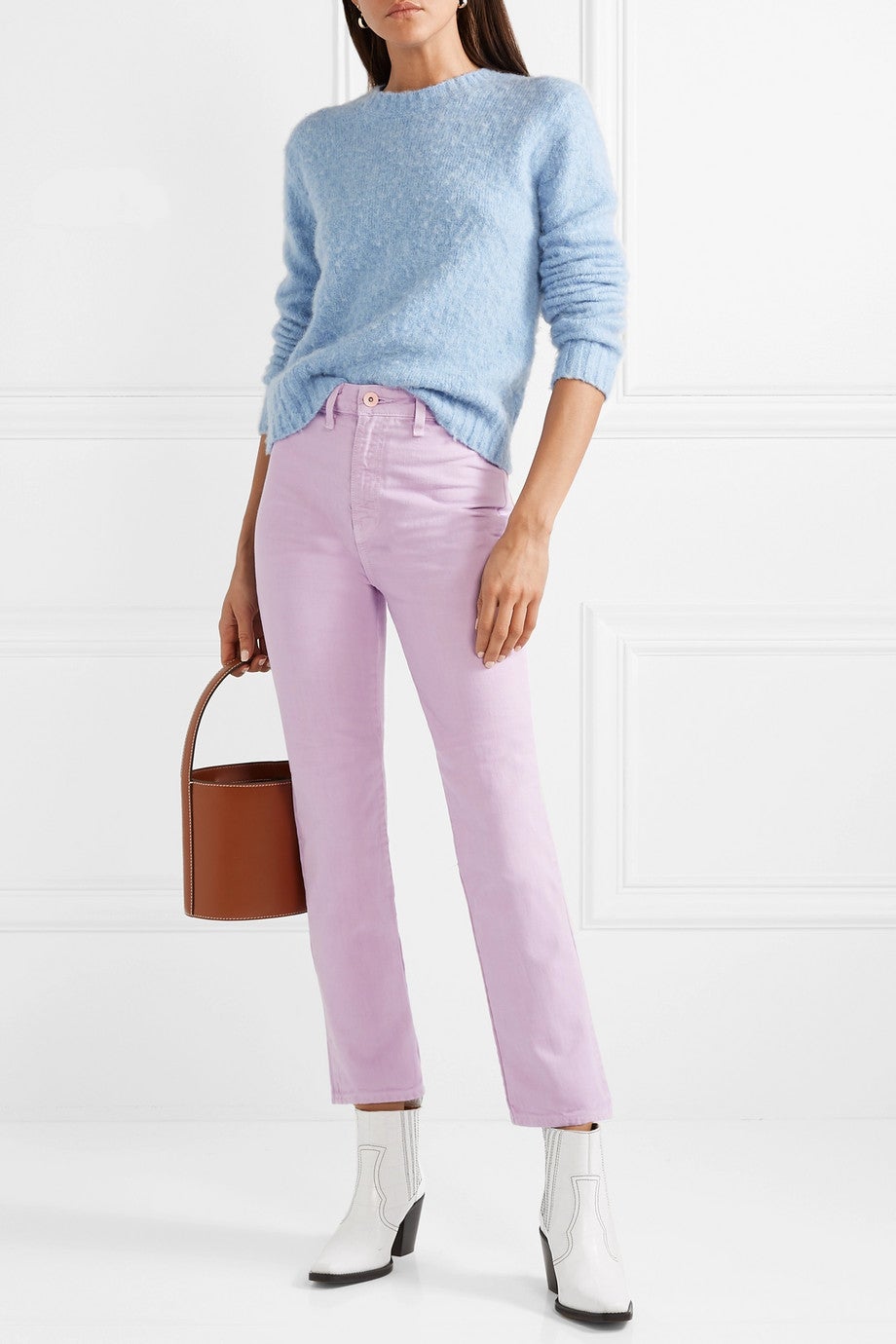 Staud + Blonde Two-Tone High-Rise Jeans