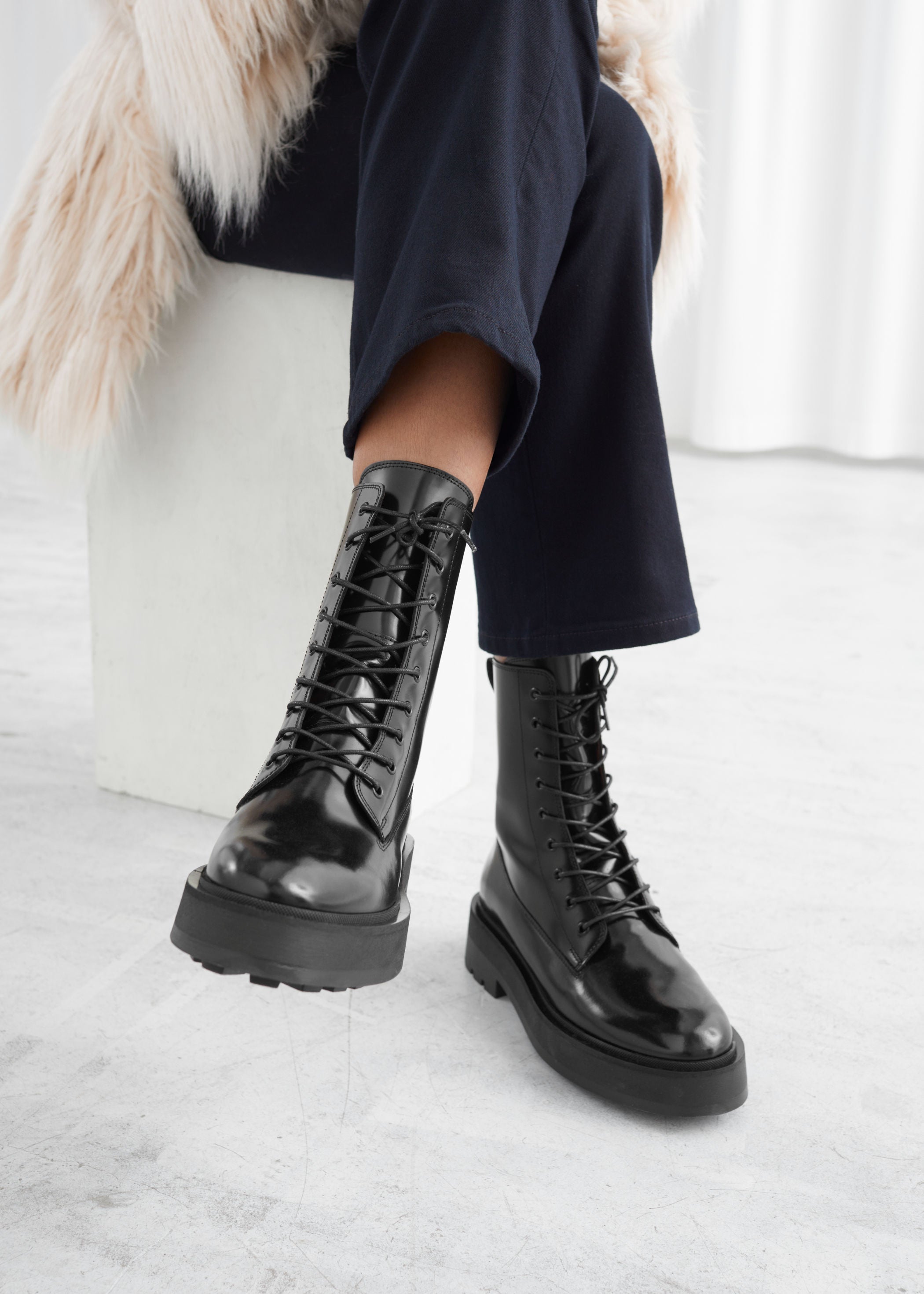 Other stories tassel lace up boots sale