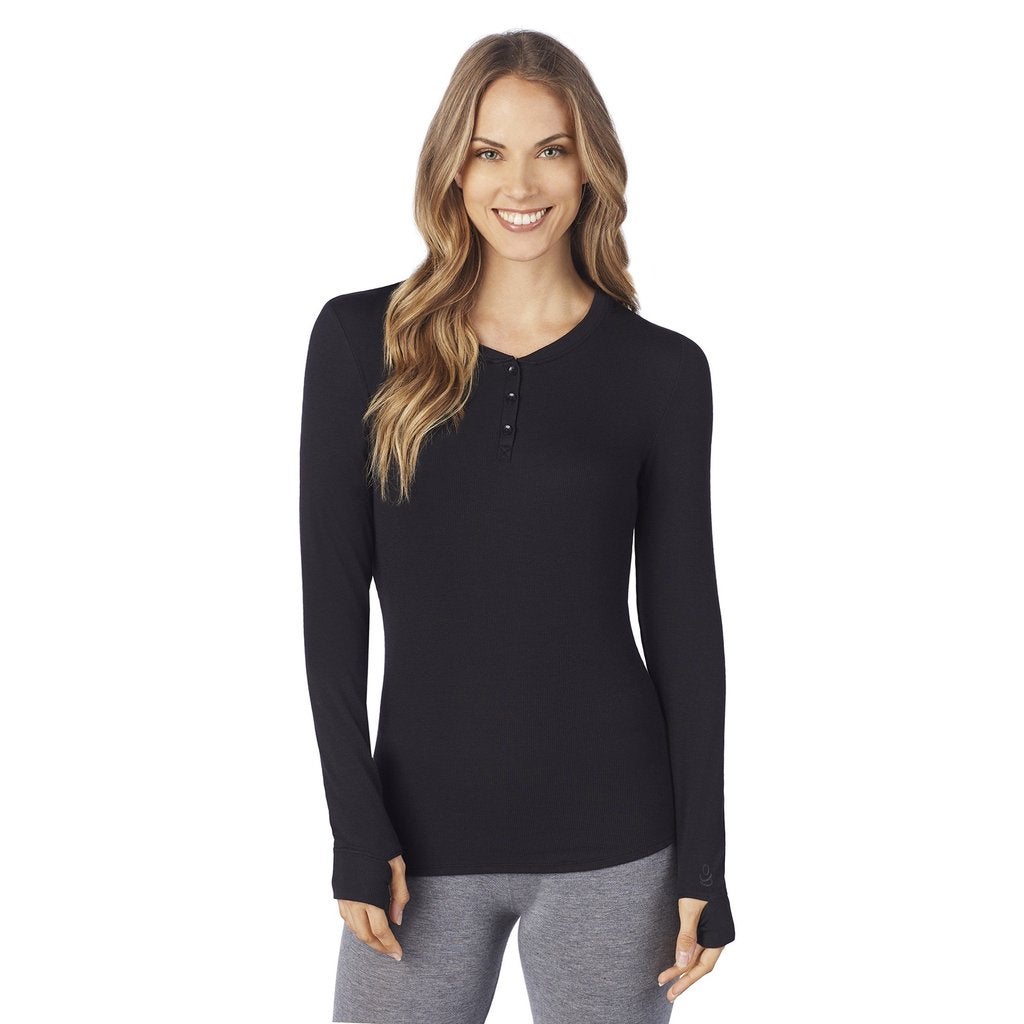 Cuddl Duds + Softwear With StretchRibbed Long Sleeve Henley