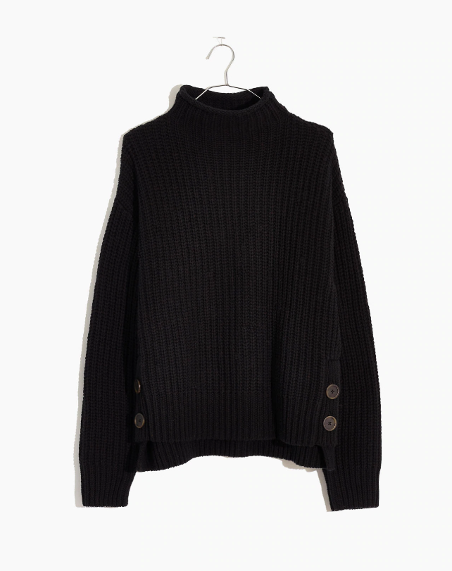 Madewell + Mockneck Side-Button Pullover Sweater