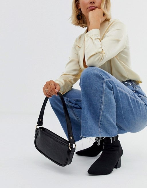 croc effect 90s shoulder bag