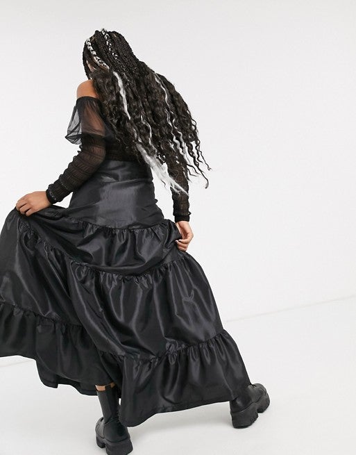 Milk It Milk It vintage tiered maxi skirt in taffeta