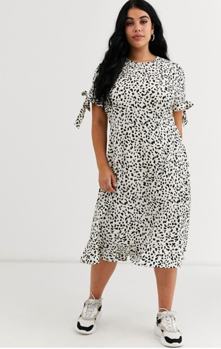 Wednesday’s Girl + Curve Midi Dress With Tie Sleeves