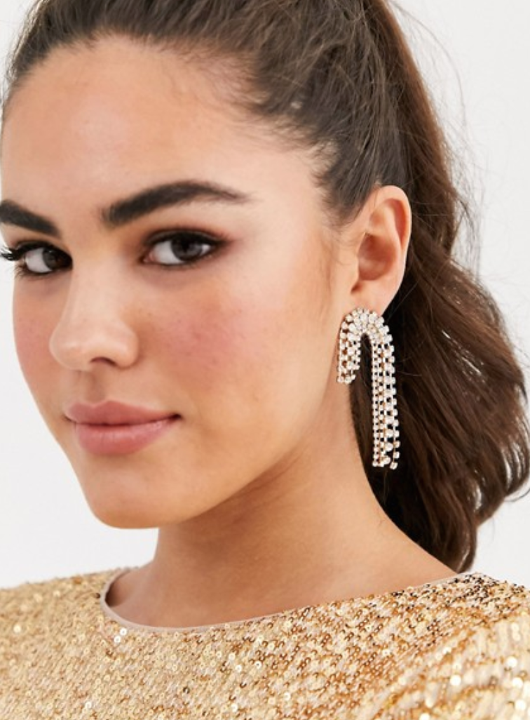 True Decadence circle stud earrings in silver crystal | ASOS