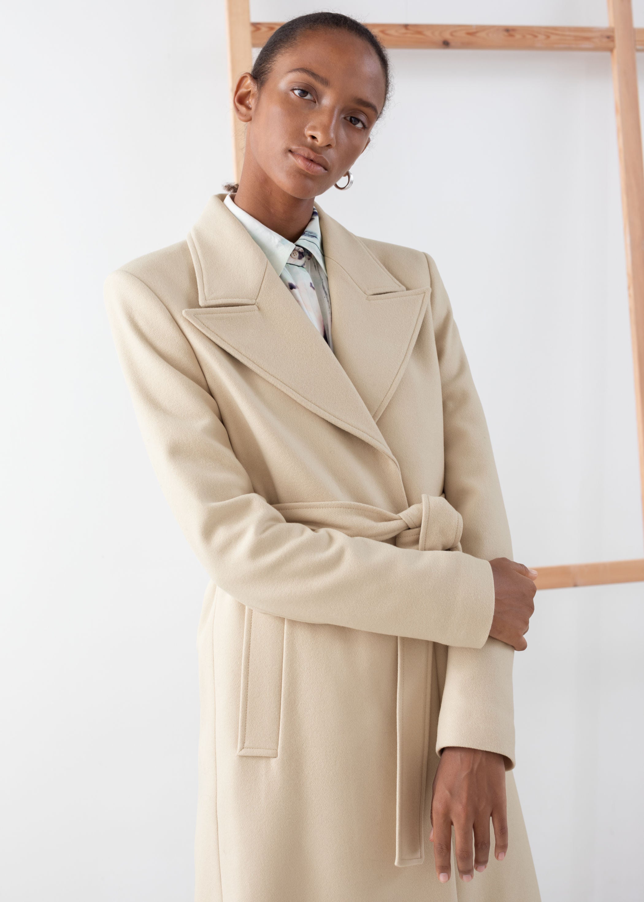 amp; Other Stories + Belted Wool Blend Long Coat