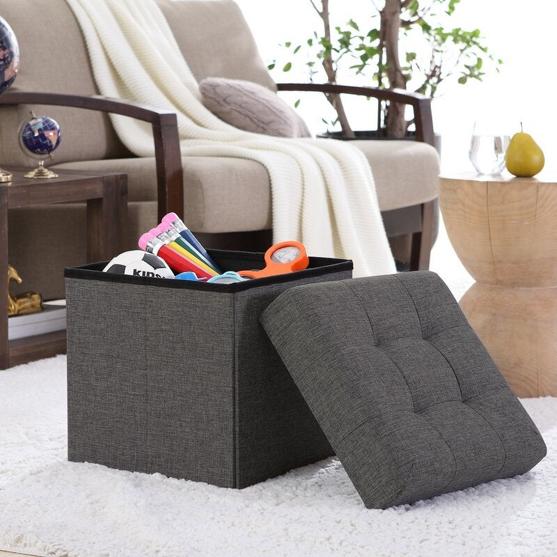 Winston Porter + Tufted Square Cube Foot Rest Storage Ottoman