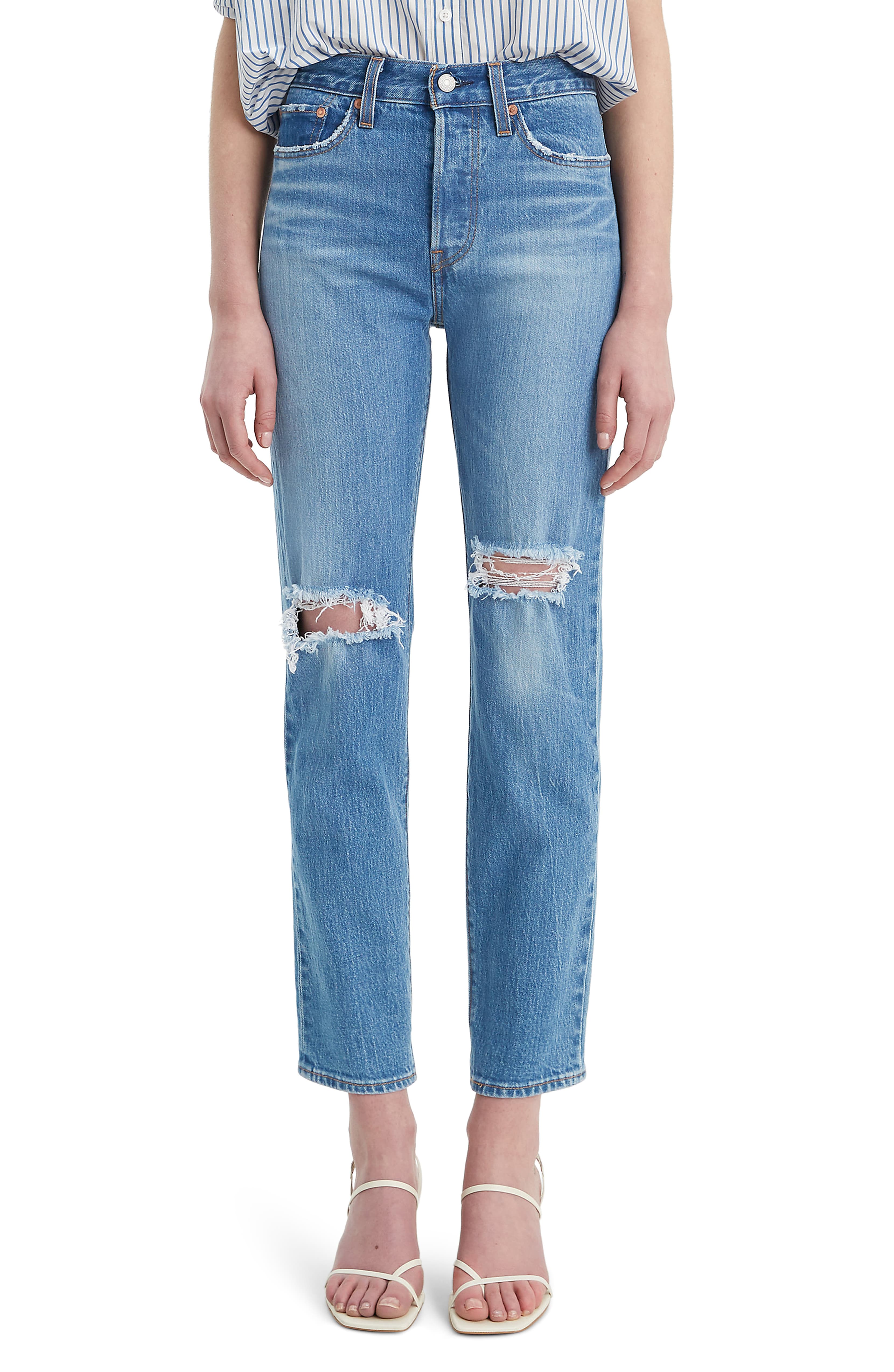Introducir 40+ imagen levi’s wedgie icon fit ripped straight leg jeans
