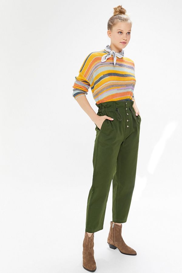 Urban Outfitters + UO Terra High-Waisted Button-Front Paperbag Pant