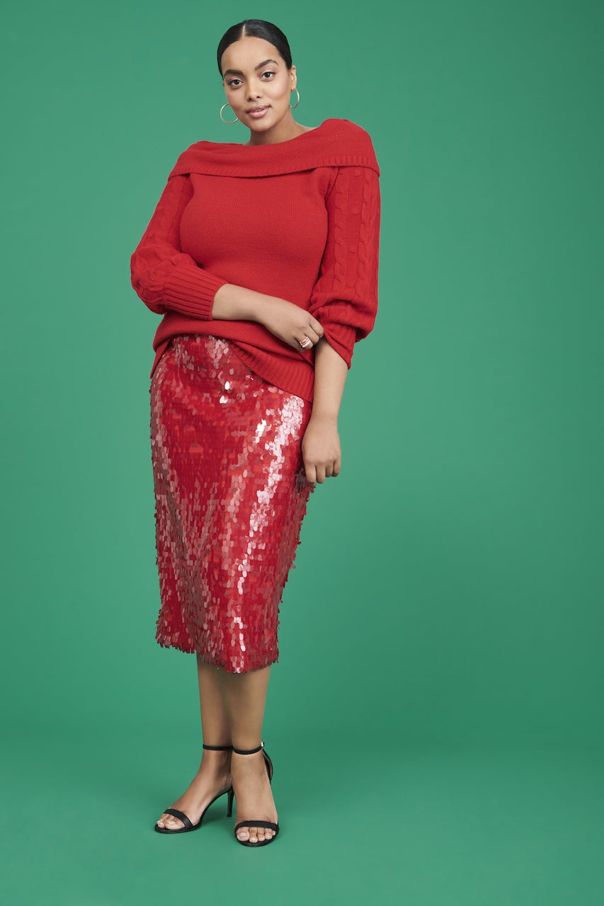 plus size sequin skirt zip up
