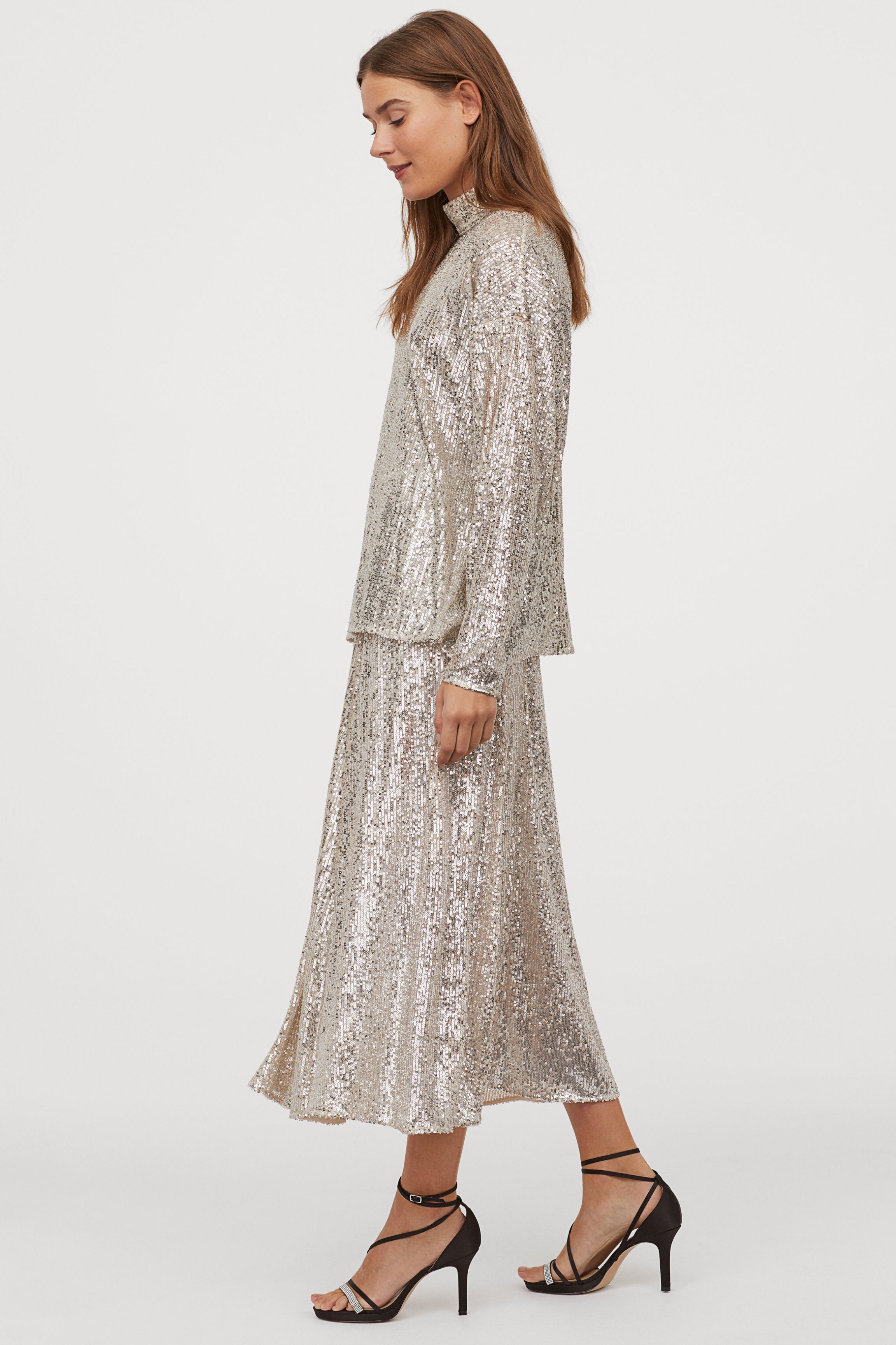 H M Calf length Sequined Skirt