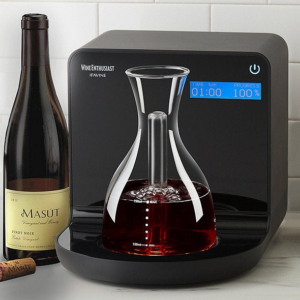 Wine Enthusiast iSommelier Smart Electric Wine Decanter Reduces Decanting Time from Hours to Seconds 