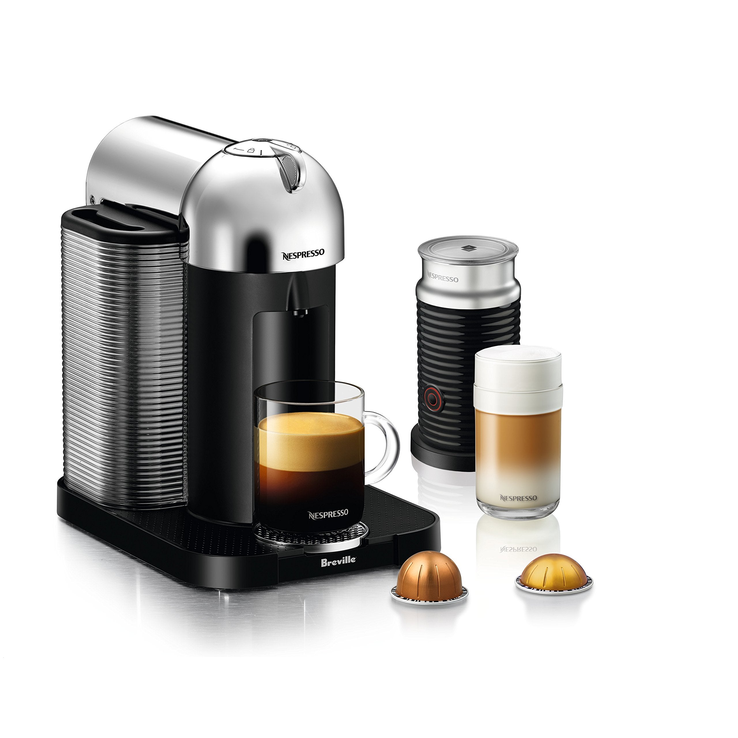 Nespresso + Breville Vertuo Coffee and Espresso Machine, Chrome