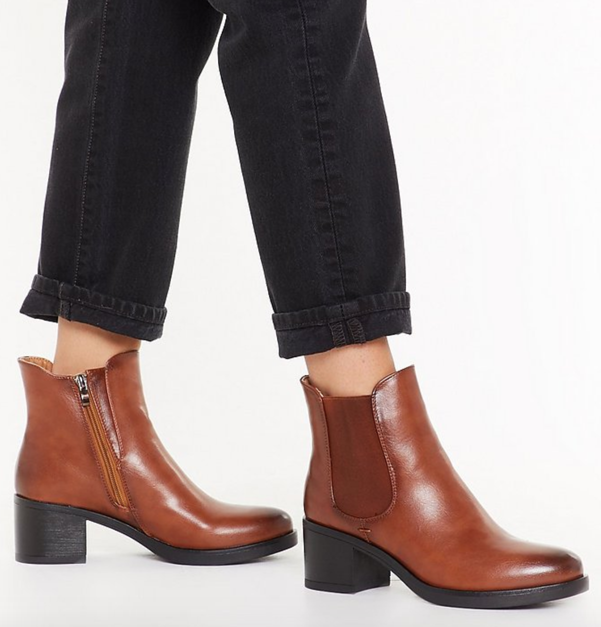 Nasty Gal + Faux Leather Burnished Chelsea Boots