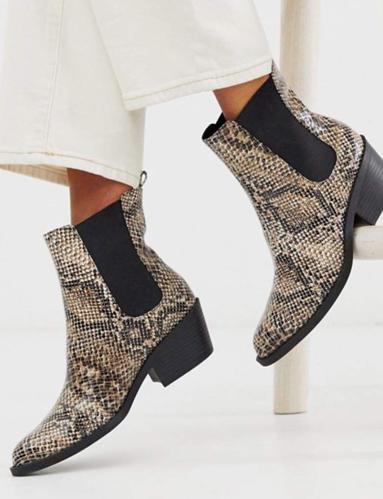 Monki + Faux Leather Heeled Boots