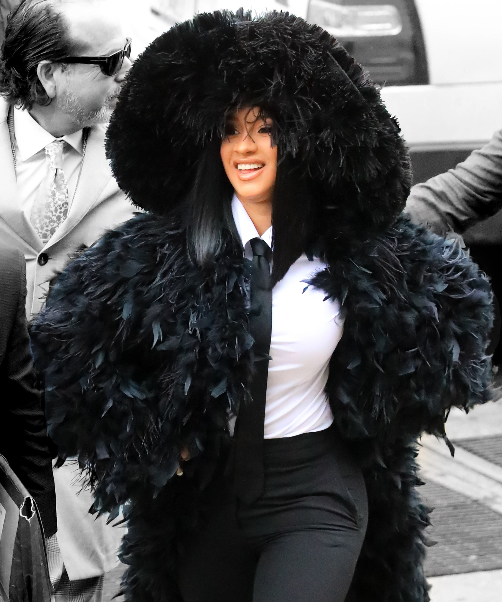 Cardi b feather clearance dress