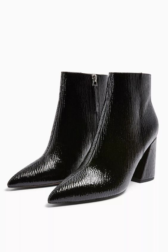 Topshop + Topshop Black Pointy Patent Boots