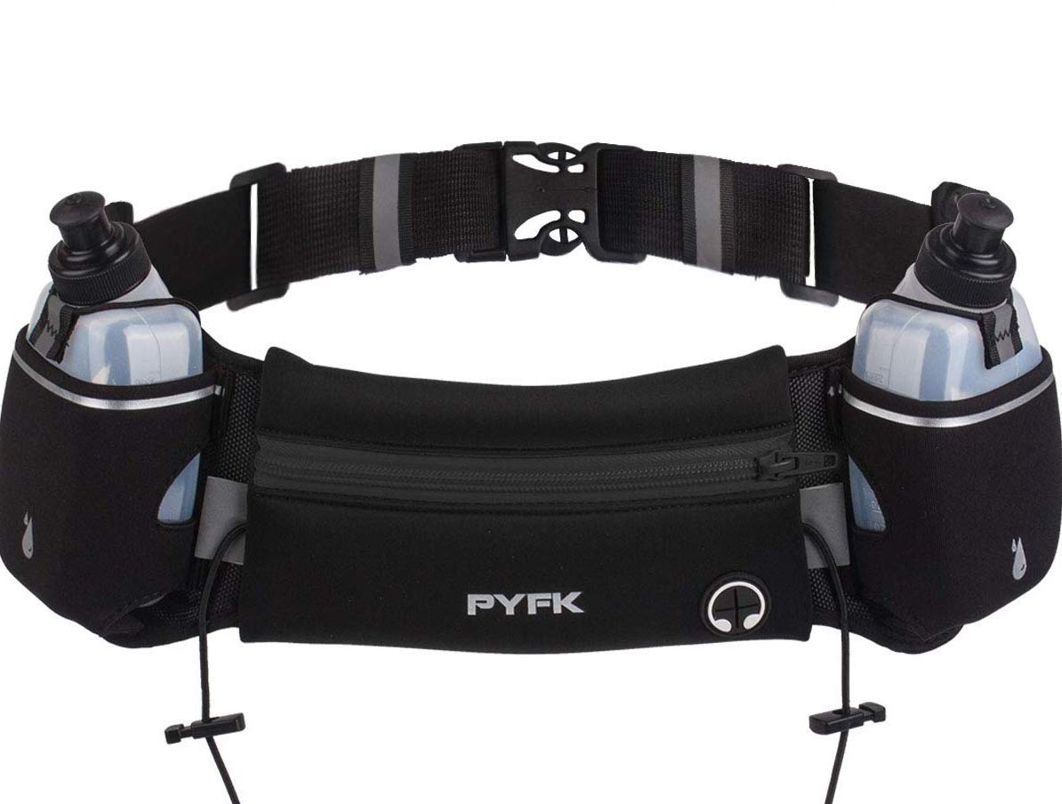 PYFK + Running Belt with Water Bottle and Waist Bag with Adjustable Straps