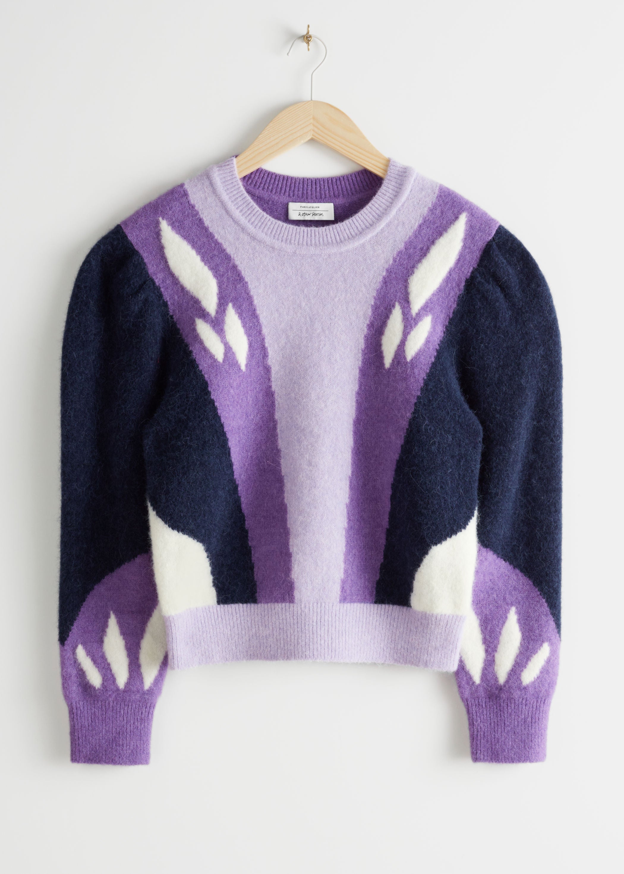 colour block puff sleeve sweater