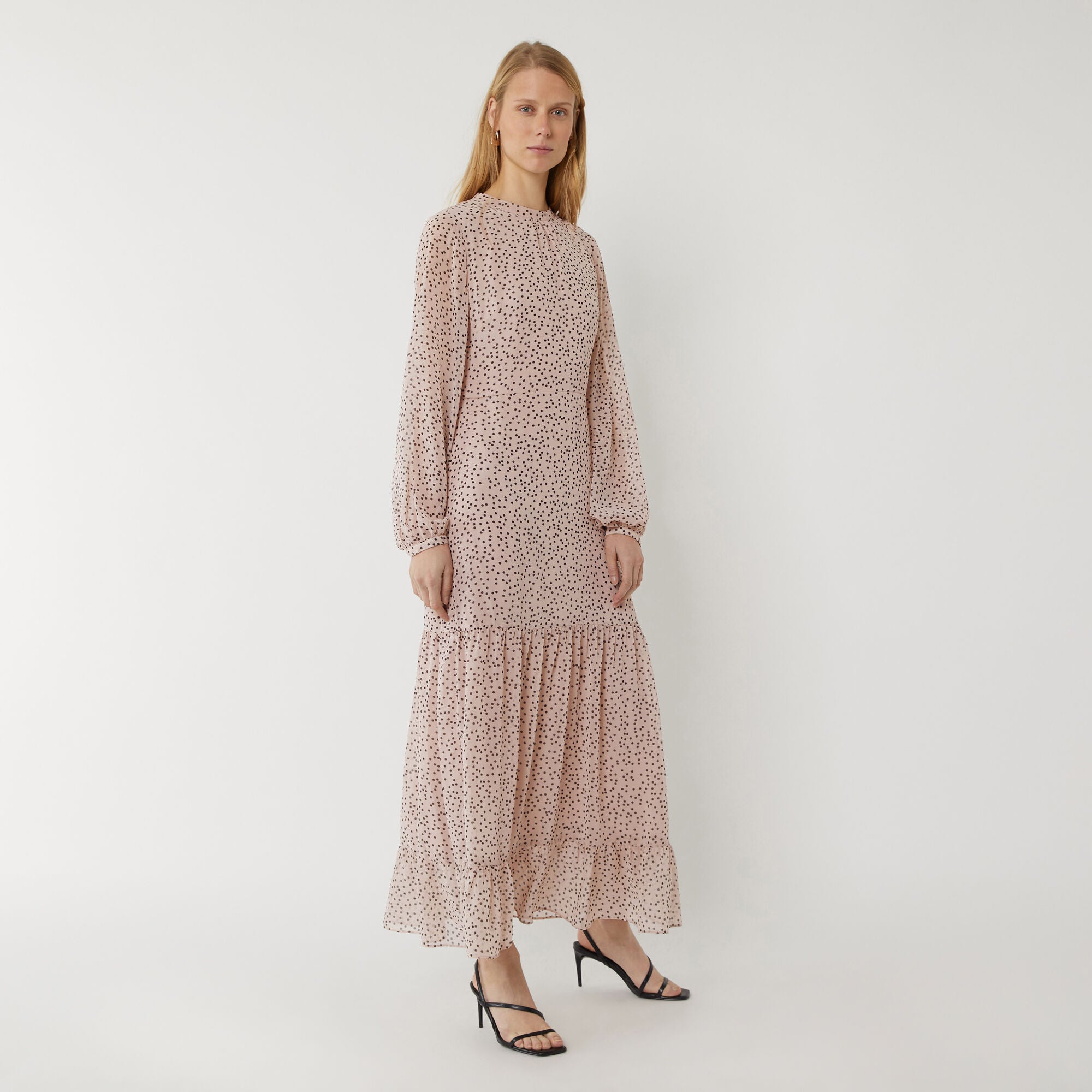 warehouse spot tiered maxi dress