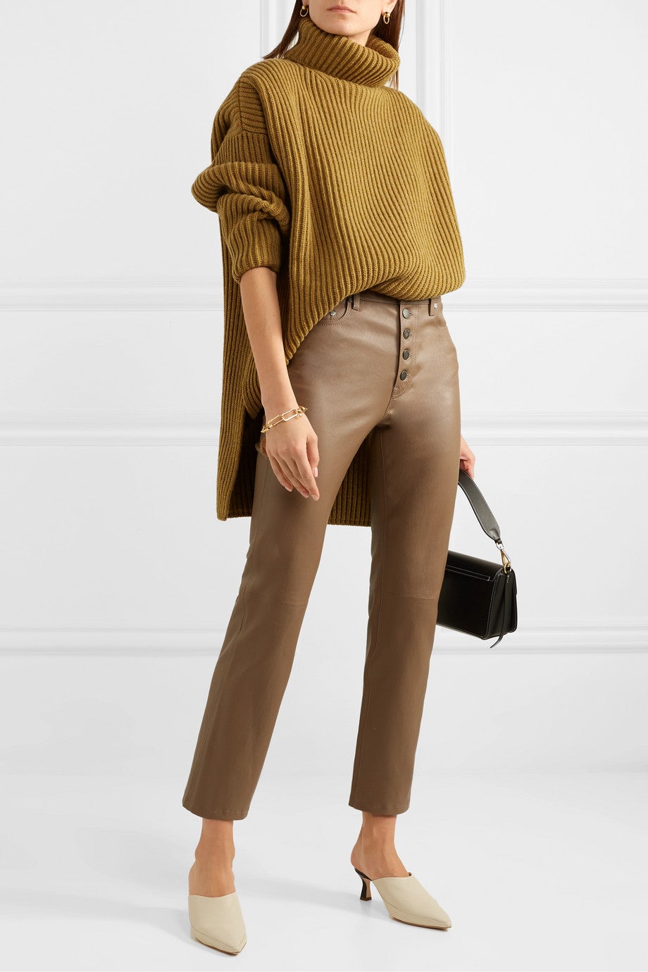 Joseph + Den Cropped Leather Straight-Leg Pants