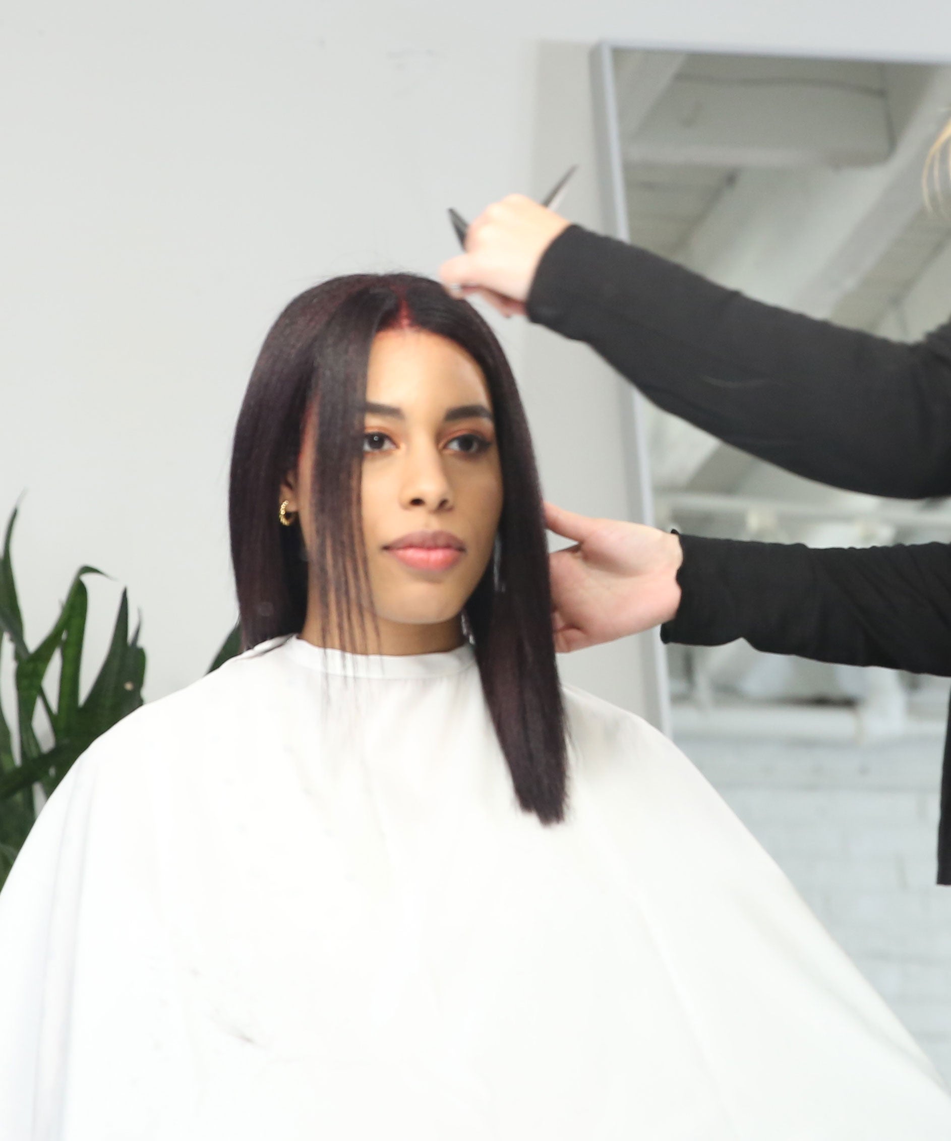 Purple Colour Fringe Transformation On Black Hair