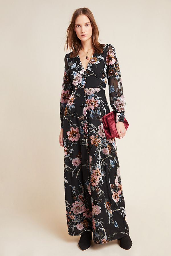 Yumi Kim Anthropologie Burnout Velvet Maxi Dress