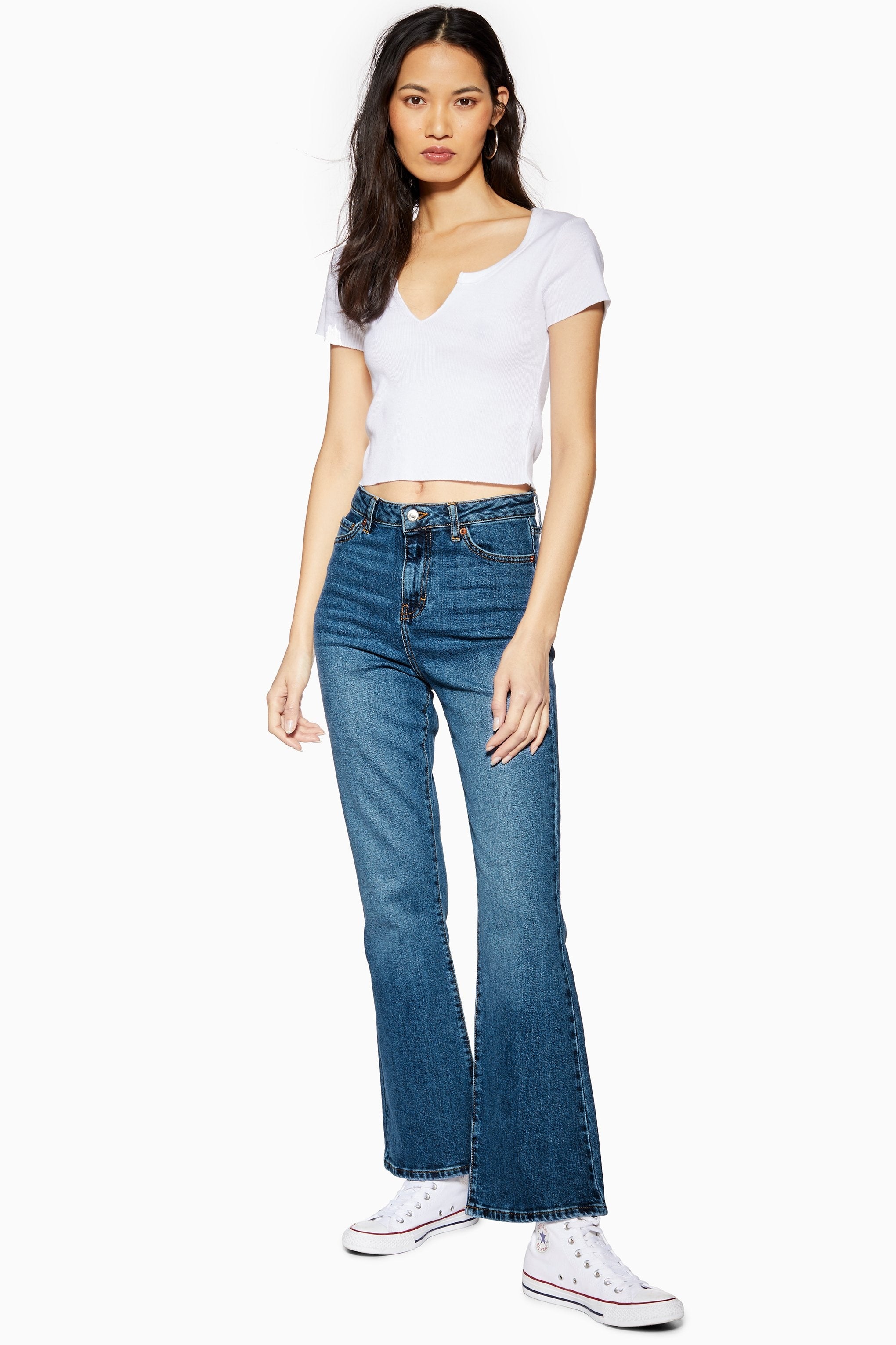 Topshop + TALL Dark Mid Blue Dree Jeans