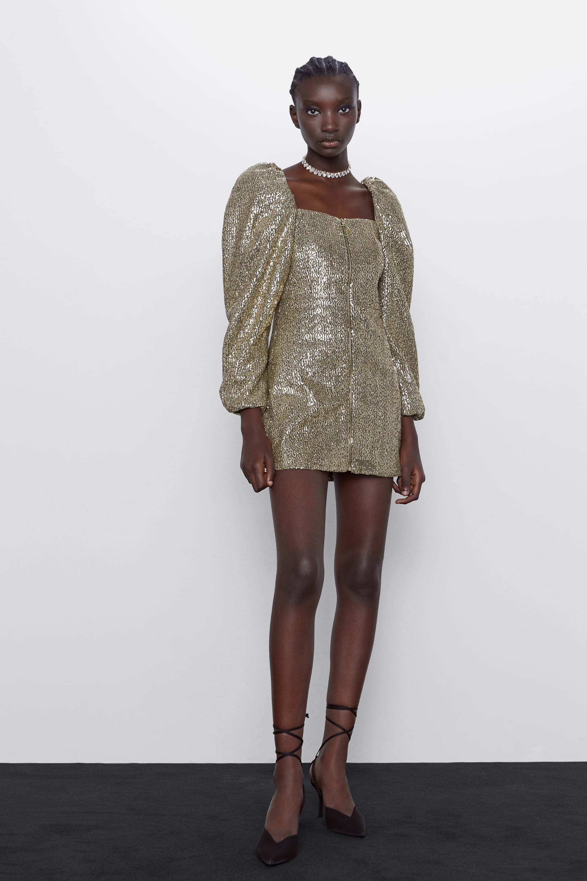 Zara + Zippered Sequin Dress