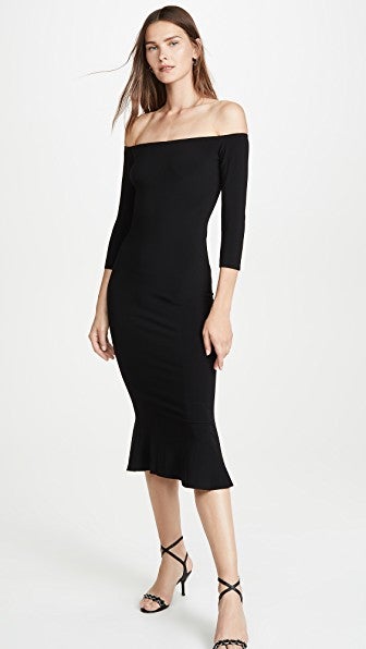 Norma Kamali + Off The Shoulder Fishtail Dress