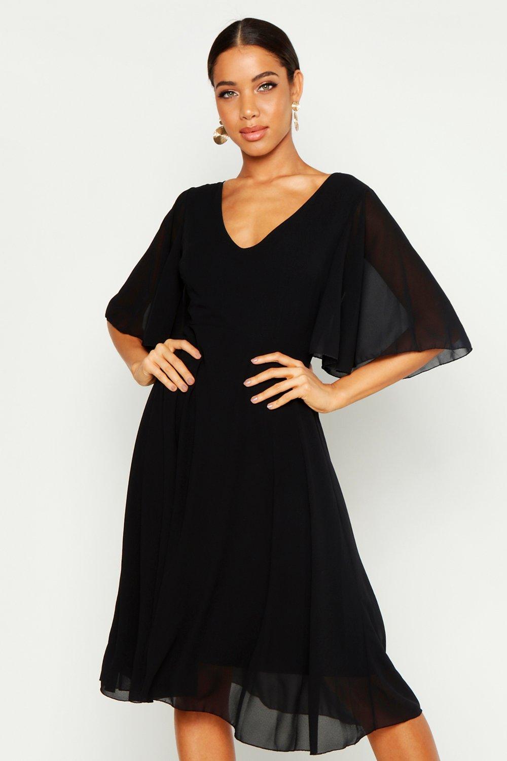 chiffon cape detail maxi dress