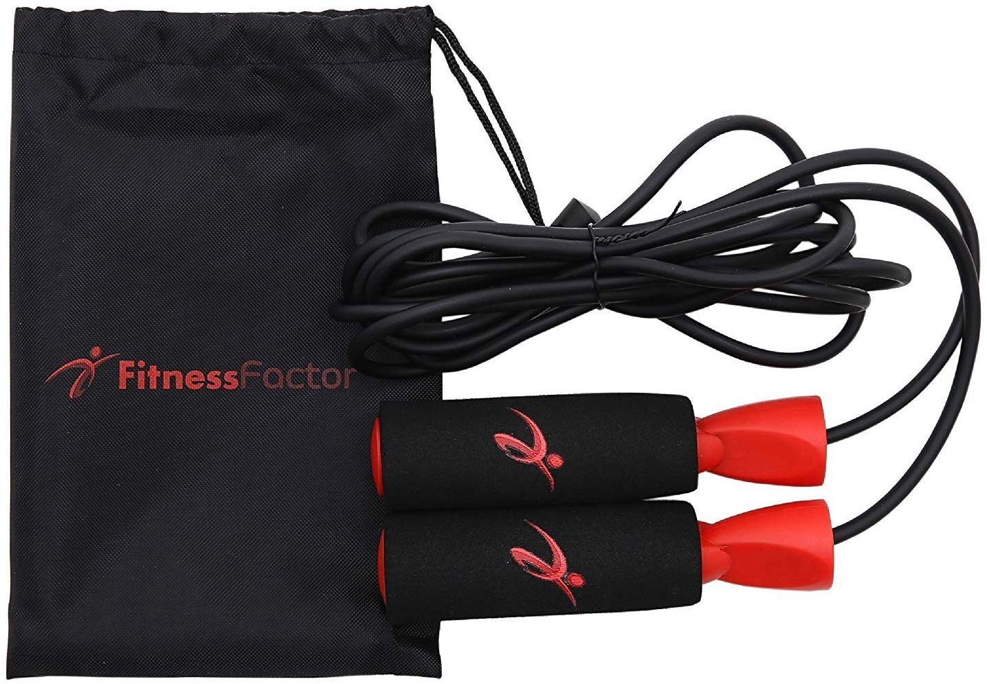 Fitness Factor + Adjustable Jump Rope with Carrying Pouch
