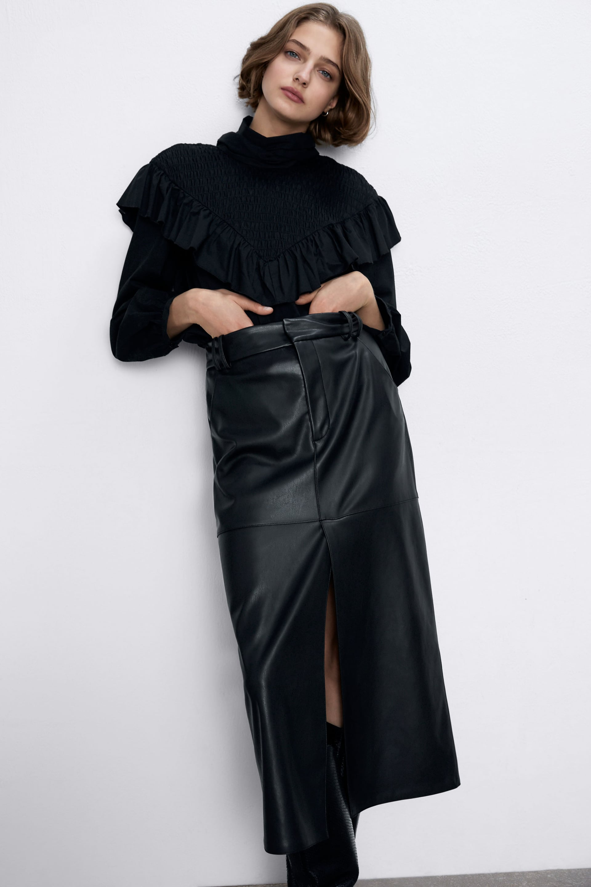 Faux leather skirt zara best sale