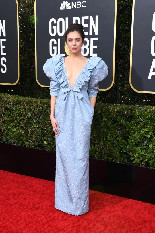 Bel Powley in Miu Miu Golden Globes Red Carpet 2020