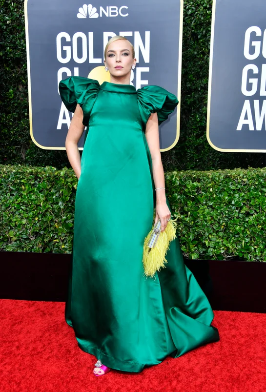 Jodie Comer in Mary Katrantzou Golden Globes Red Carpet 2020