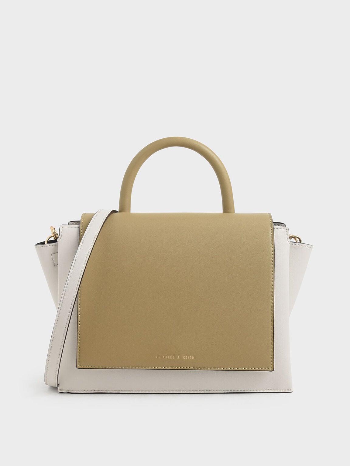 Charles Keith Two Tone Top Handle Trapeze Bag