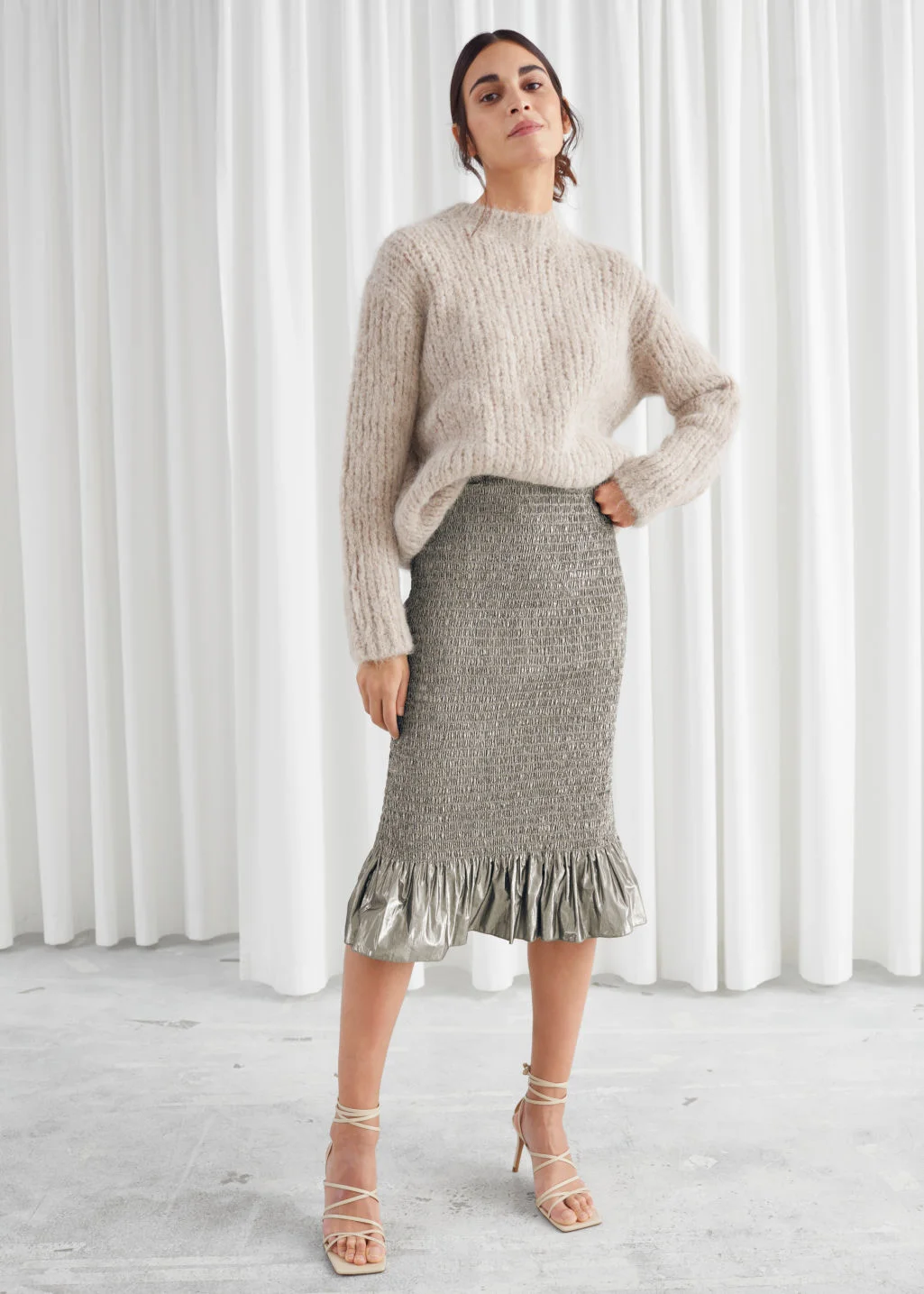 Metallic sales ruffle skirt