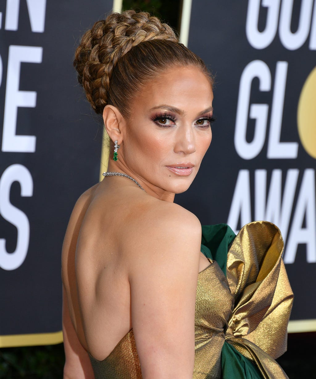 Jennifer Lopez French Shimmer Ombre Nails Golden Globes