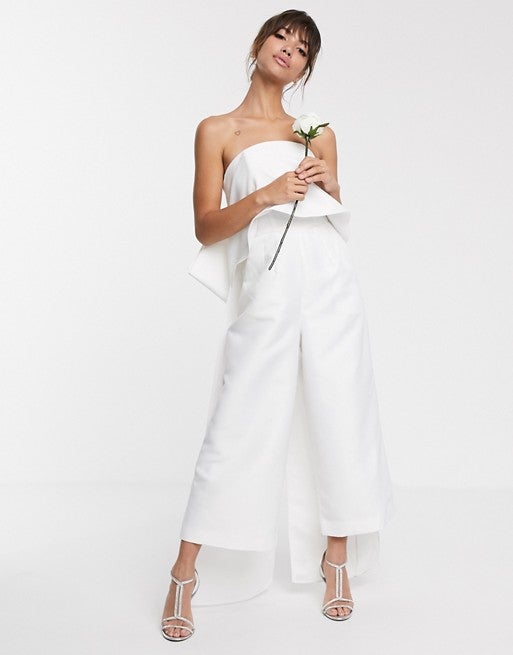 asos edition bow back bandeau wedding dress