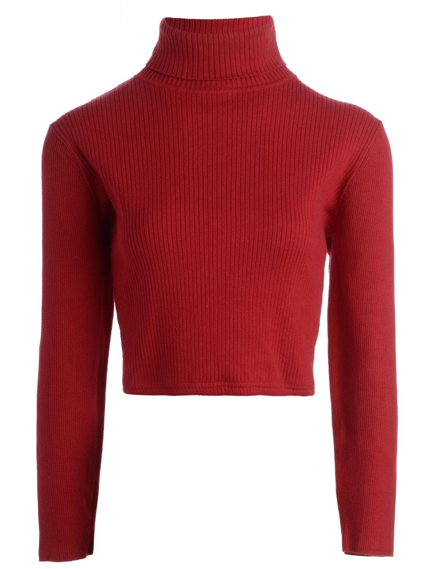 BEYOND RETRO + Label Red Cropped Ribbed Knit