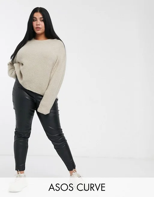 ASOS CURVE + Spray On Leather Look Pants