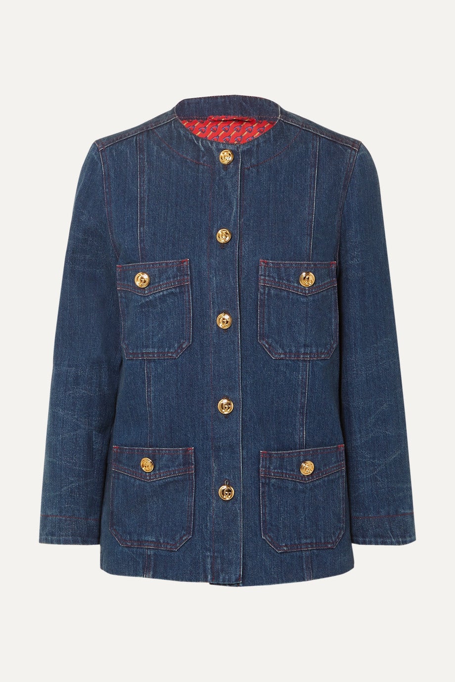 Gucci + Button-embellished denim jacket